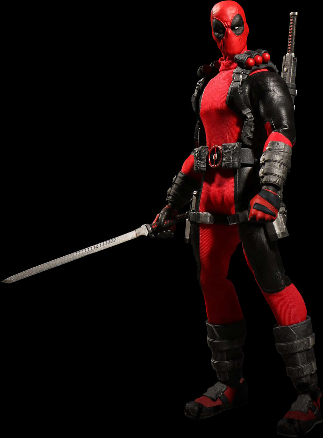 Deadpool Action Posewith Sword PNG image