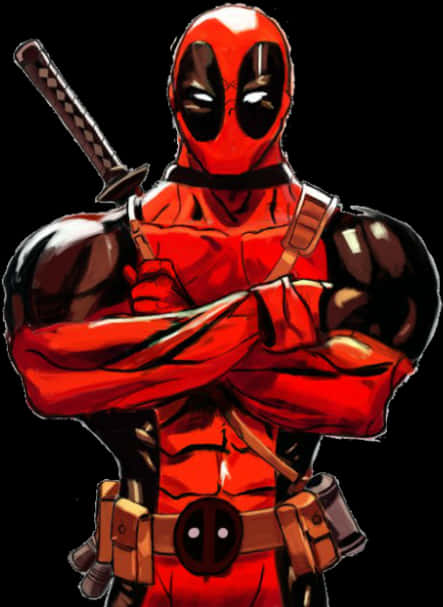 Deadpool Arms Crossed Illustration PNG image