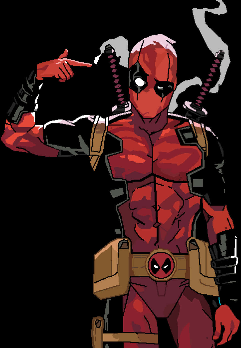 Deadpool_ Finger_ Guns_ Comics_ Illustration PNG image