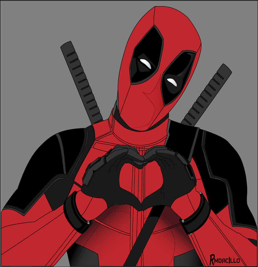 Deadpool Heart Hand Gesture PNG image