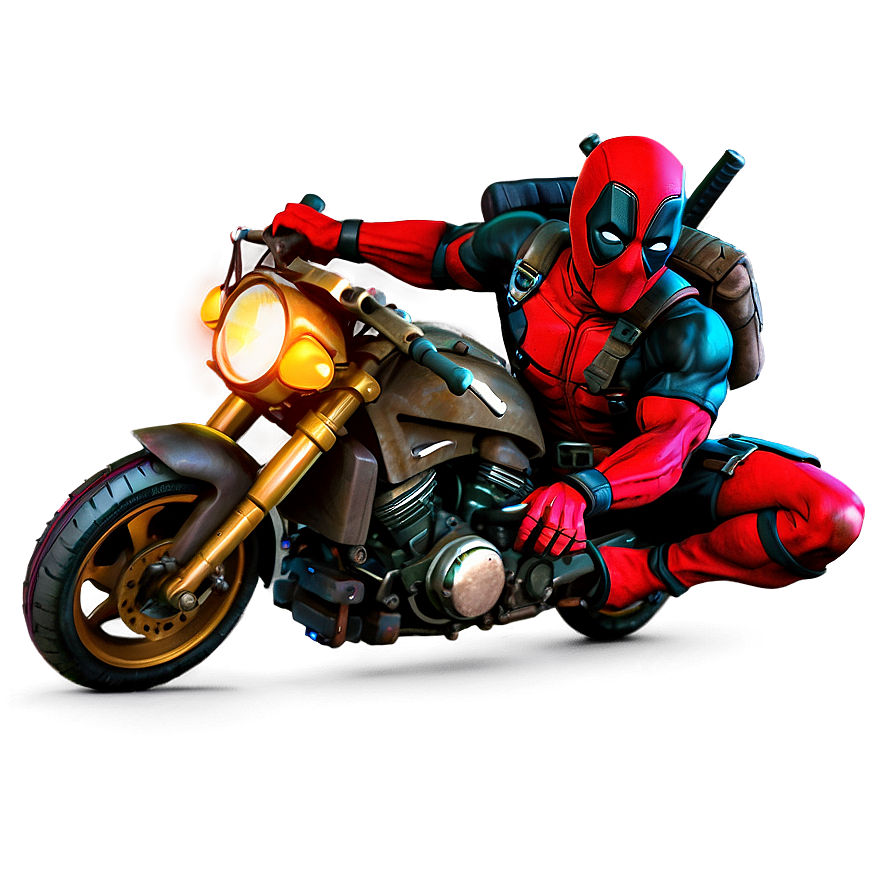 Deadpool On Motorcycle Png 05212024 PNG image