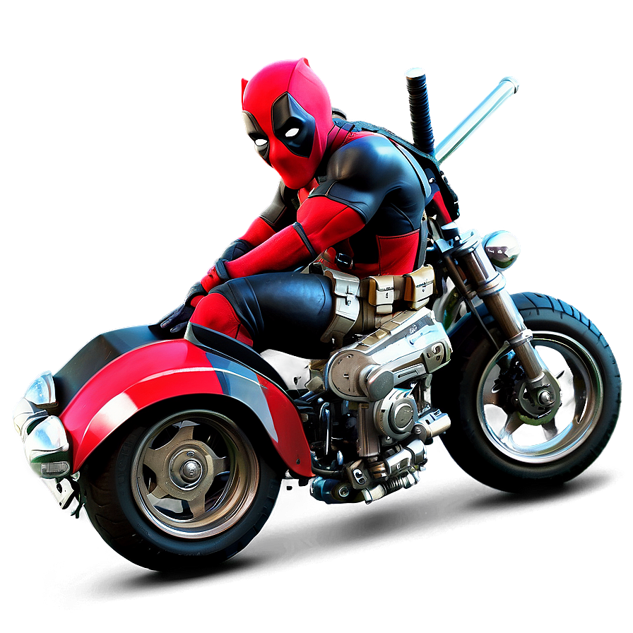 Deadpool On Motorcycle Png 36 PNG image