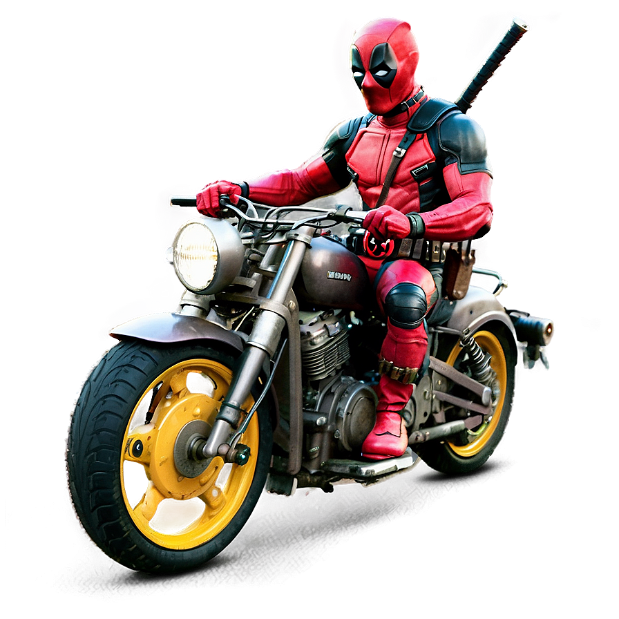 Deadpool On Motorcycle Png Ubh PNG image