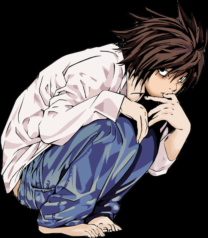 Death Note Character Crouching PNG image