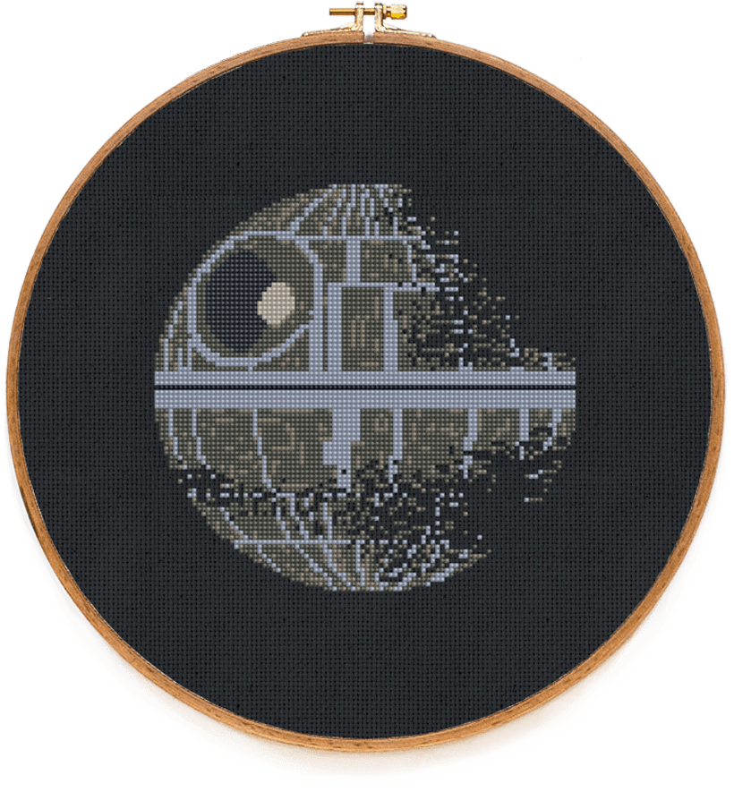 Death Star Cross Stitch Art PNG image