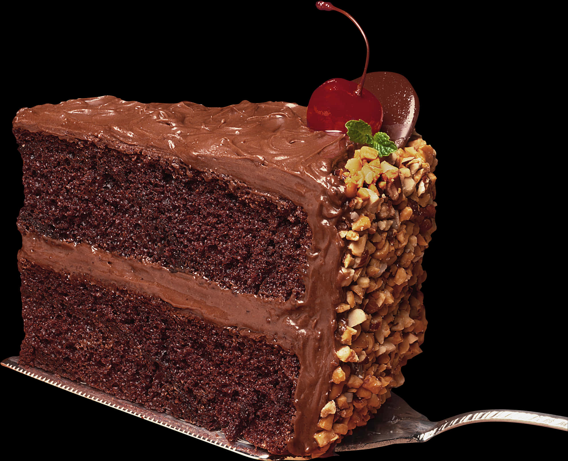 Decadent Chocolate Cake Slice PNG image