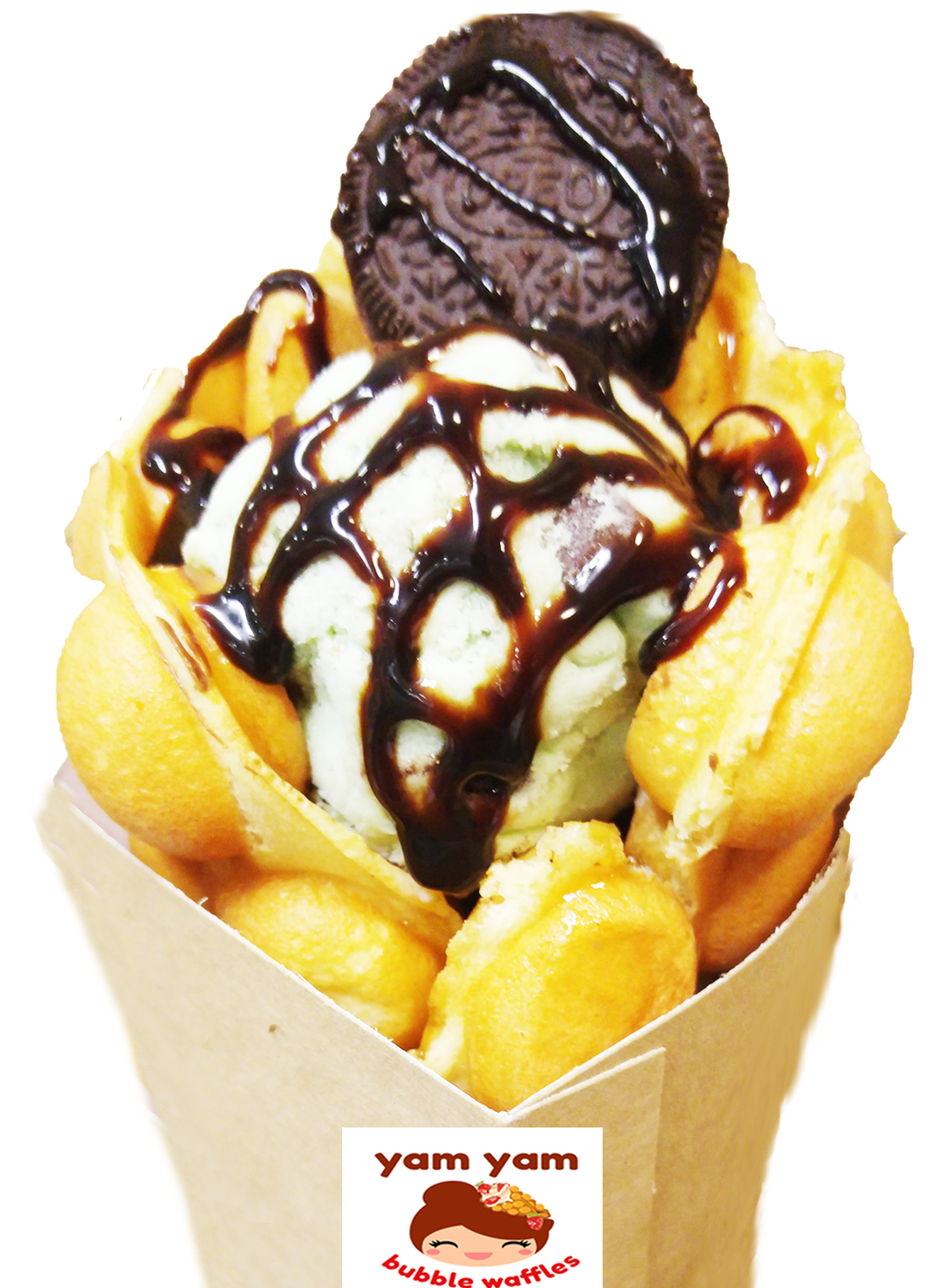 Decadent Chocolate Oreo Bubble Waffle PNG image