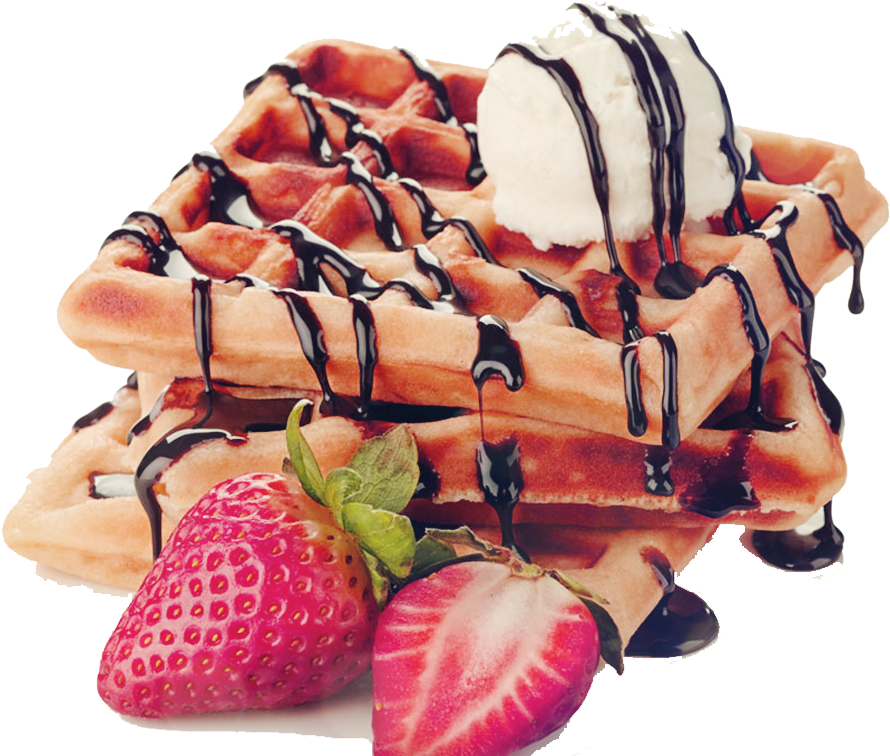 Decadent Waffleswith Ice Creamand Strawberries PNG image