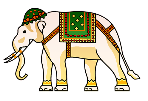 Decorated Asian Elephant Illustration PNG image