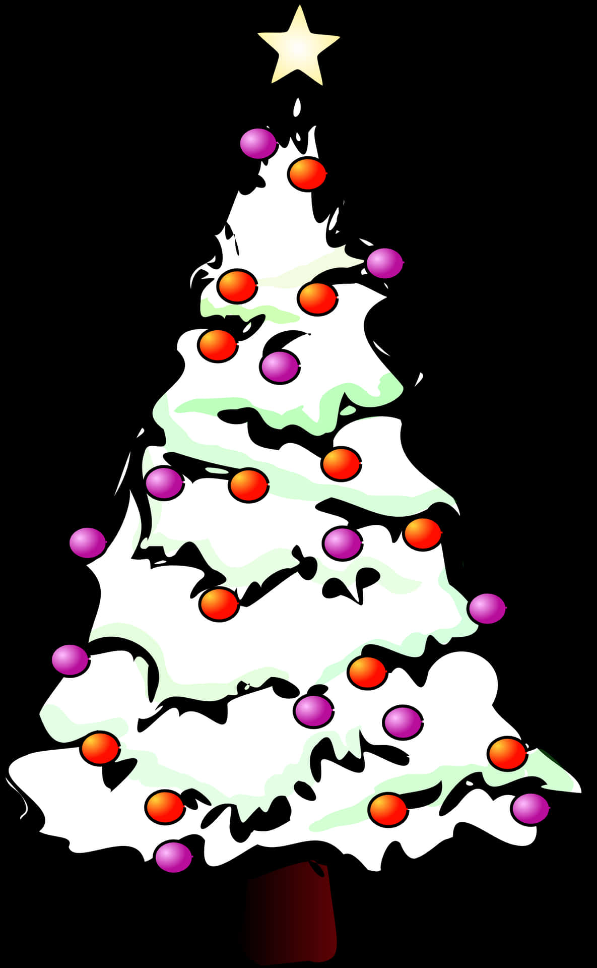 Decorated Christmas Tree Cartoon PNG image