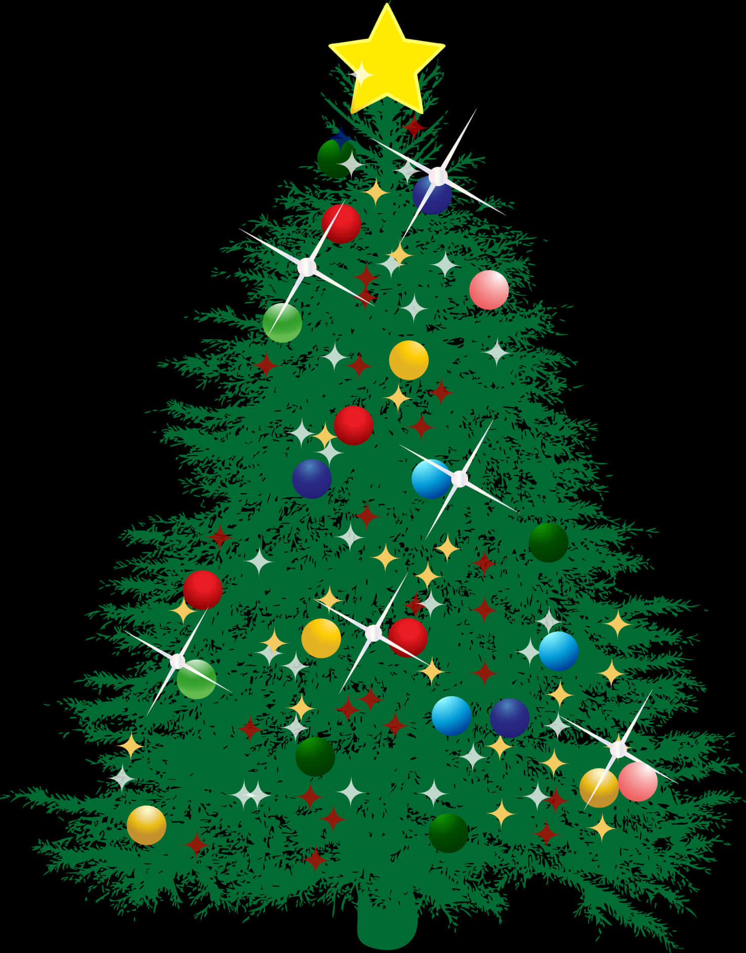 Decorated Christmas Tree Illustration PNG image