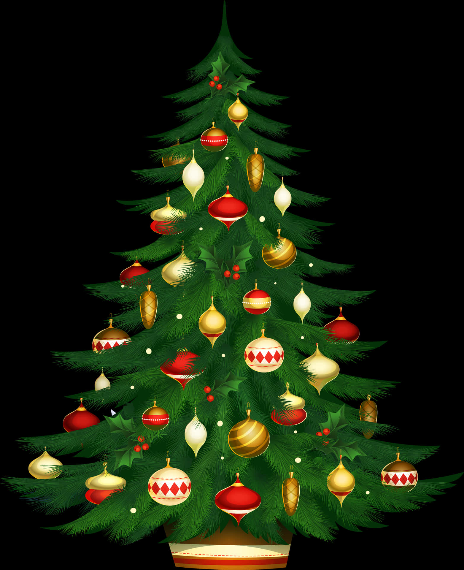 Decorated Christmas Tree Illustration PNG image