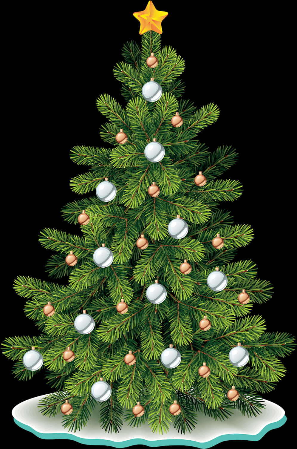 Decorated Christmas Tree Illustration PNG image