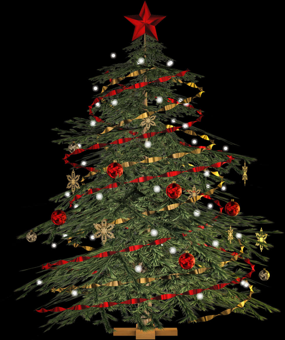 Decorated Christmas Treewith Star Topper PNG image