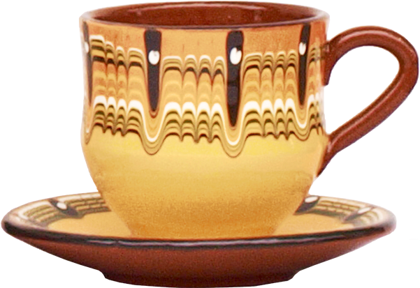 Decorative Brownand Yellow Tea Cup PNG image