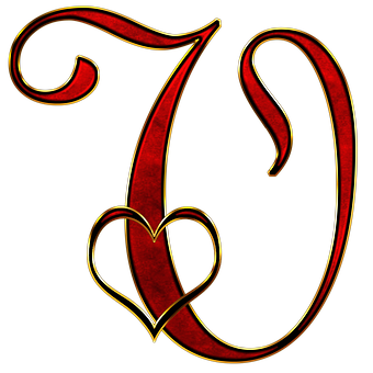 Decorative Letter Dwith Heart PNG image