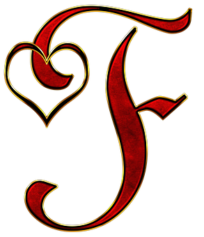 Decorative Letter Fwith Heart Design PNG image