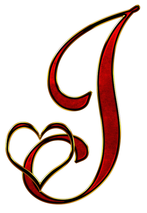 Decorative Letter Jwith Heart PNG image