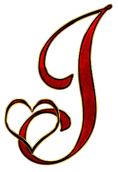 Decorative Letter Jwith Heart PNG image