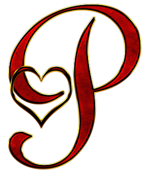 Decorative Letter Pwith Heart Design PNG image