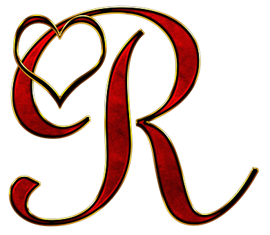 Decorative Letter Rwith Heart PNG image