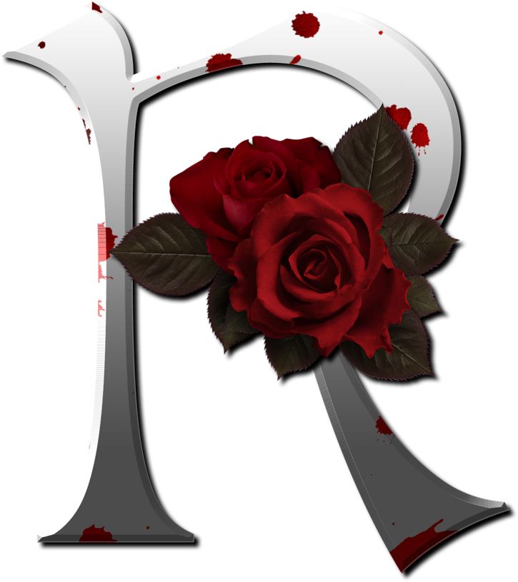 Decorative Letter Rwith Roses PNG image