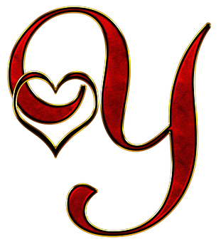 Decorative Letter Ywith Heart PNG image