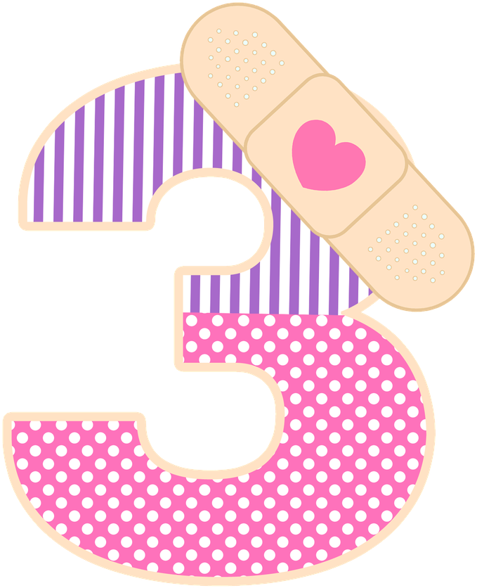 Decorative Number3with Bandage PNG image