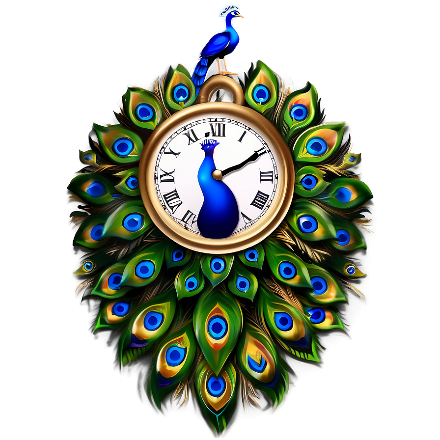 Decorative Peacock Clock Png Ilt14 PNG image