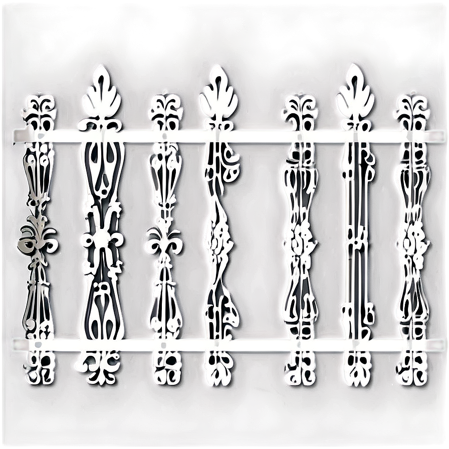 Decorative White Iron Fence Png 06272024 PNG image