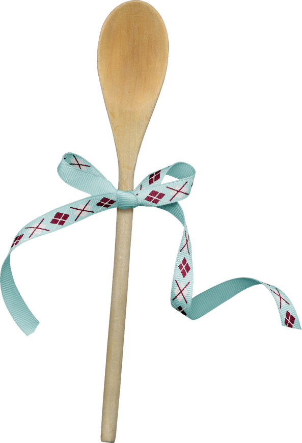 Decorative Wooden Spoonwith Ribbon PNG image