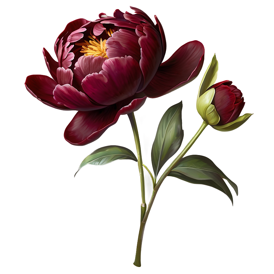 Deep Red Peonies Graphic Png Xil74 PNG image