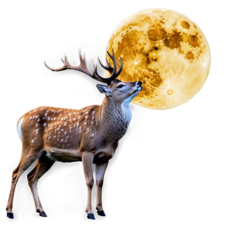 Deer And Moon Night Png 05062024 PNG image