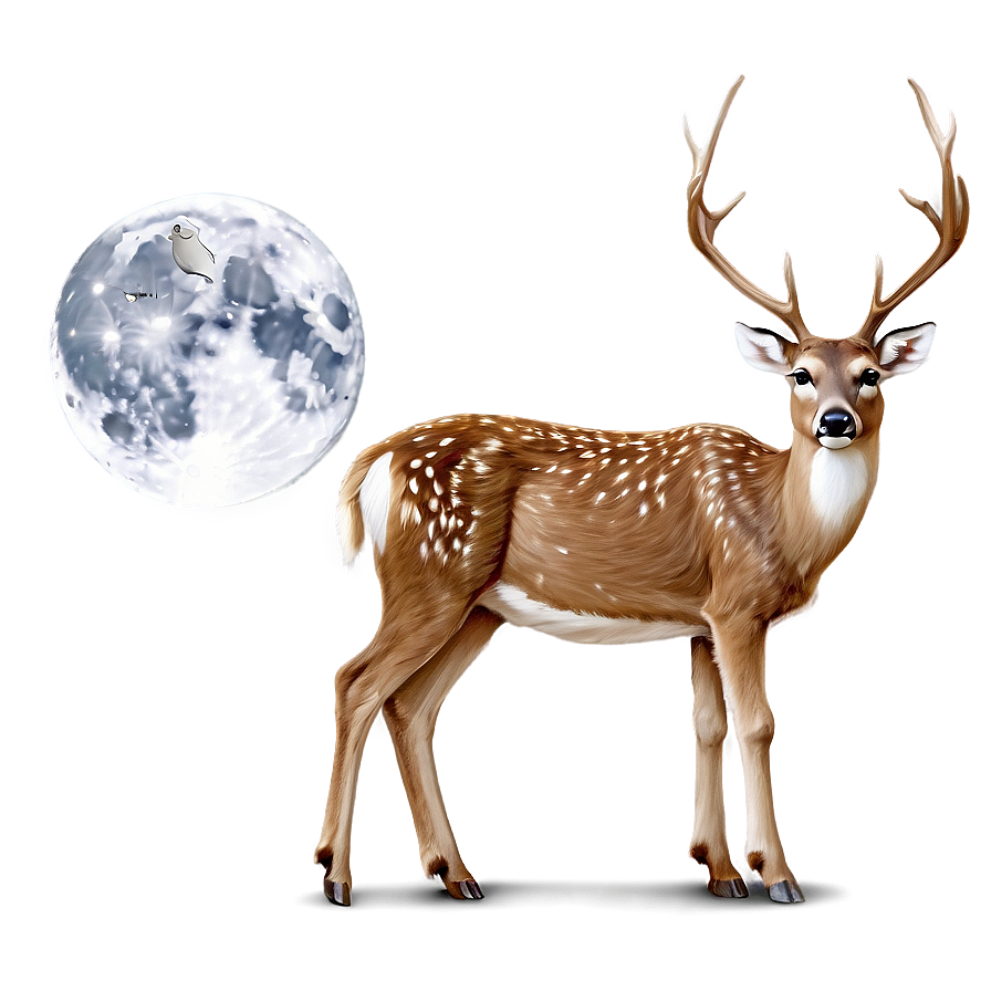 Deer And Moon Night Png 7 PNG image