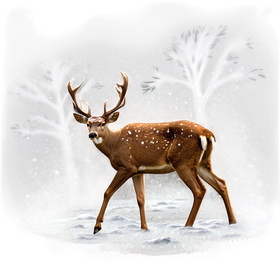 Deer In Snowfall Png Qnf5 PNG image