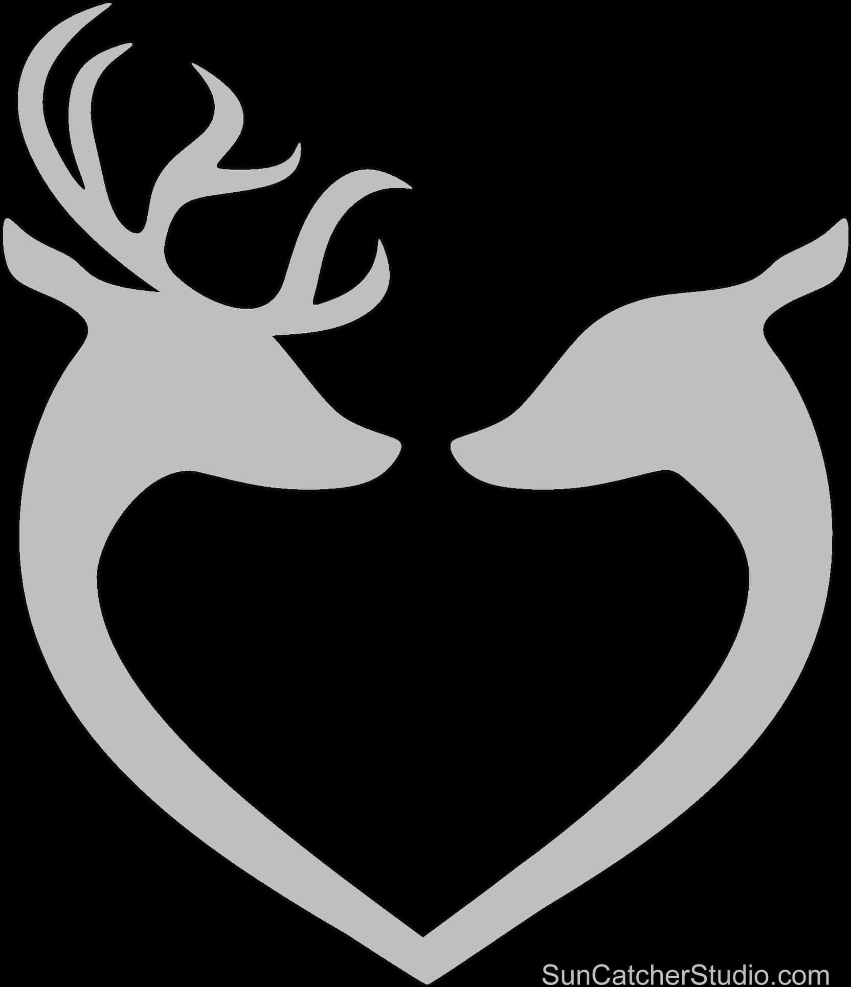 Deer Silhouette Heart Design PNG image