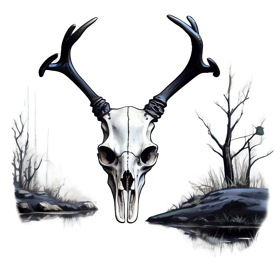 Deer Skull In Surreal Landscape Png Htt56 PNG image