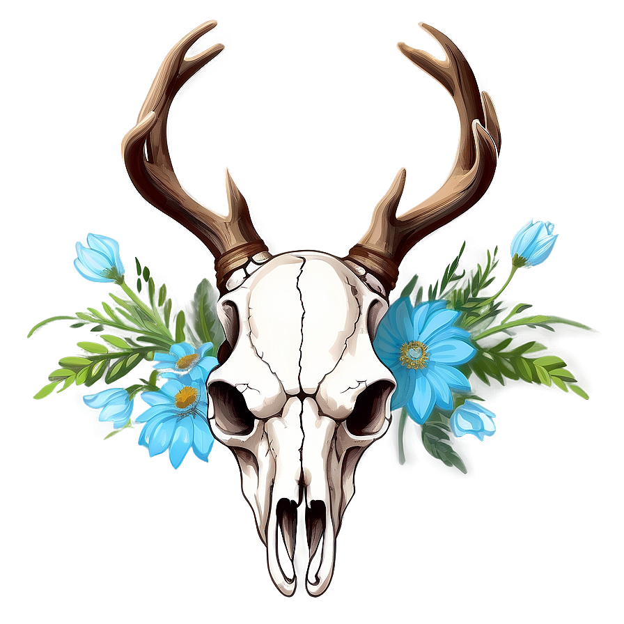 Deer Skull With Flowers Png 42 PNG image