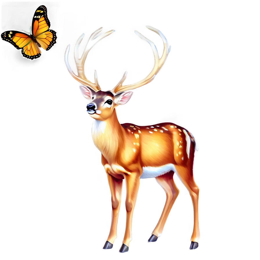 Deer With Butterfly Png Hwf16 PNG image