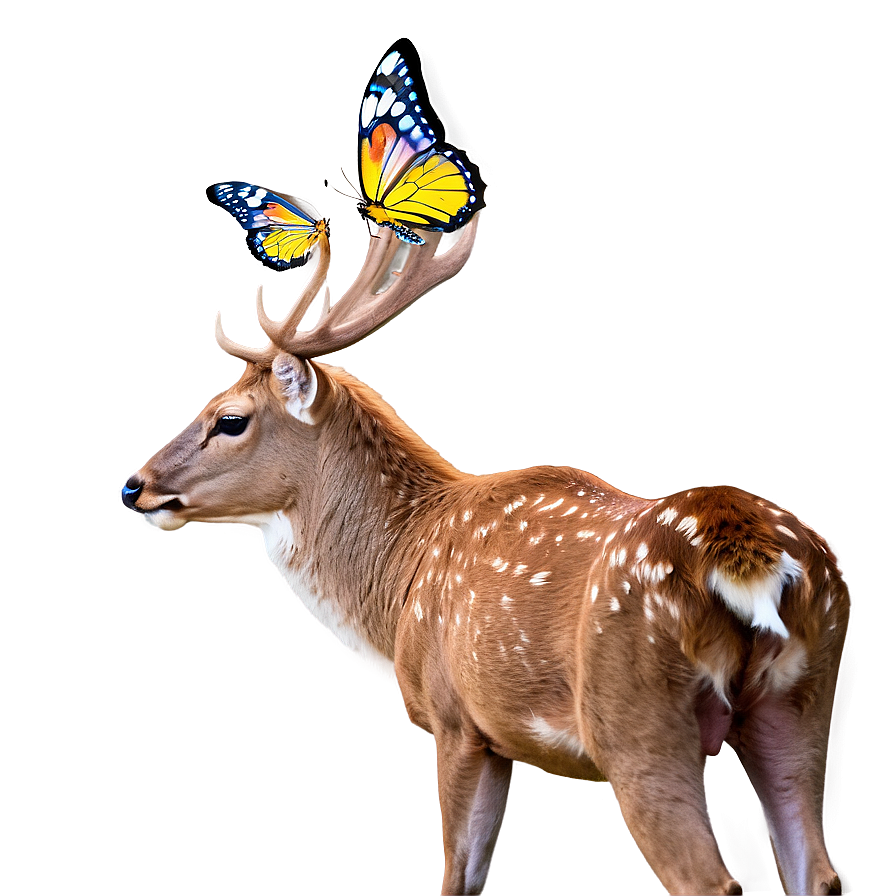 Deer With Butterfly Png Qxb PNG image