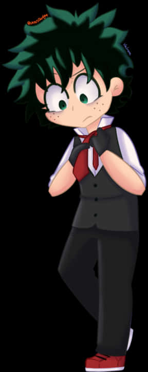 Deku_ Animated_ Character_ Formal_ Attire PNG image