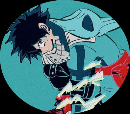 Deku Hero Pose Anime Artwork PNG image