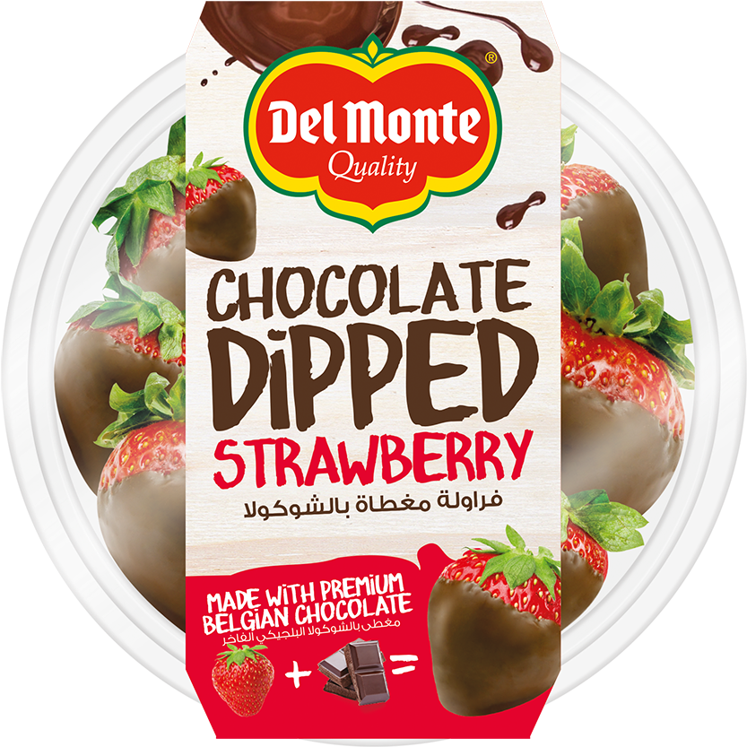 Del Monte Chocolate Dipped Strawberry Packaging PNG image