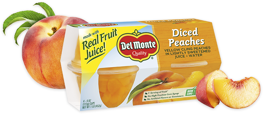 Del Monte Diced Peaches Packaging PNG image