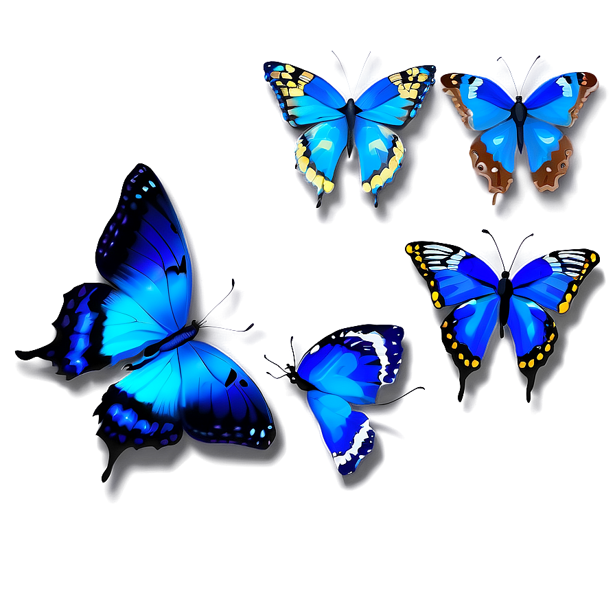 Delicate Blue Butterflies Png 06132024 PNG image