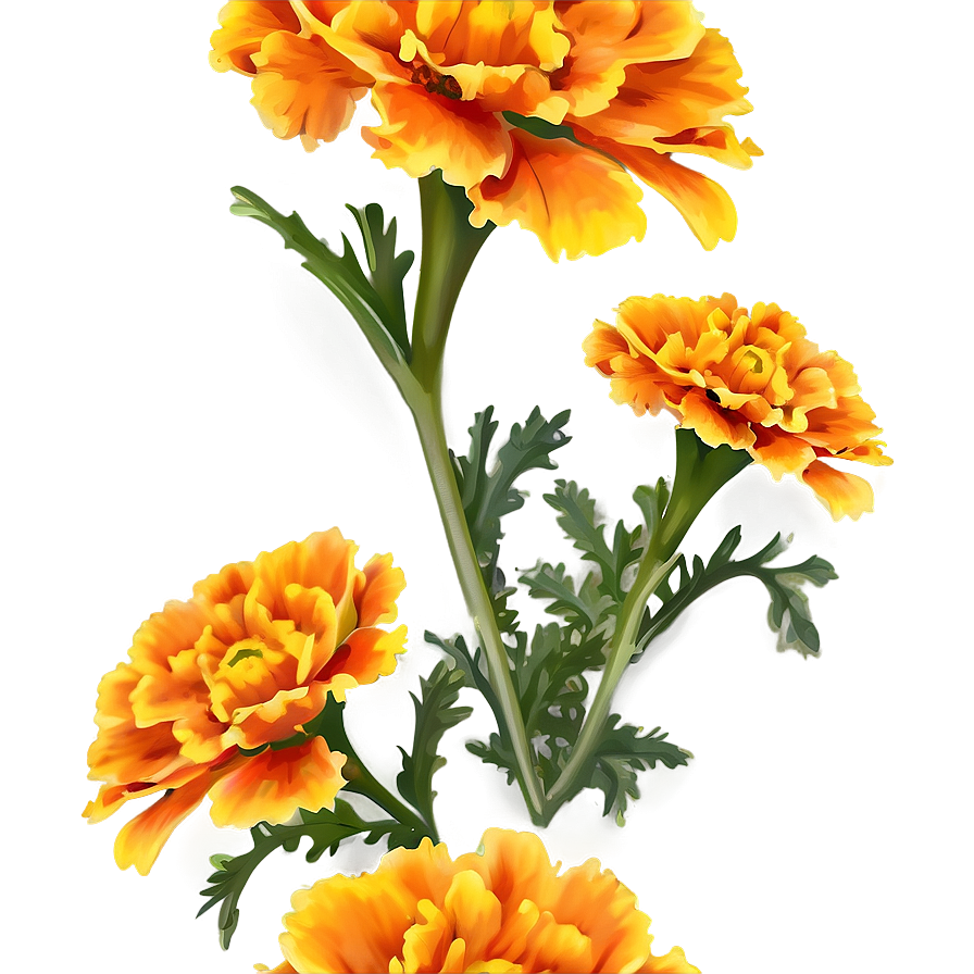 Delicate Marigolds Close-up Png 88 PNG image