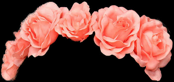 Delicate Pink Roses Black Background PNG image