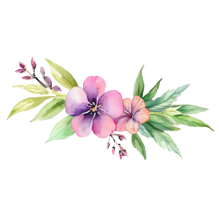 Delicate Watercolor Florals Png 23 PNG image