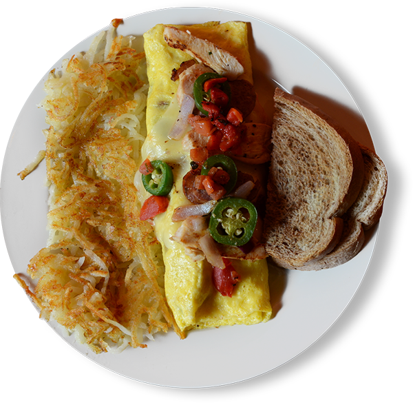 Delicious Omelette With Sides PNG image