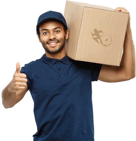 Delivery Man Giving Thumb Up With Box PNG image